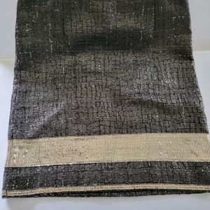 per se black sparkle woven skirt with silver sparkle trim size 8